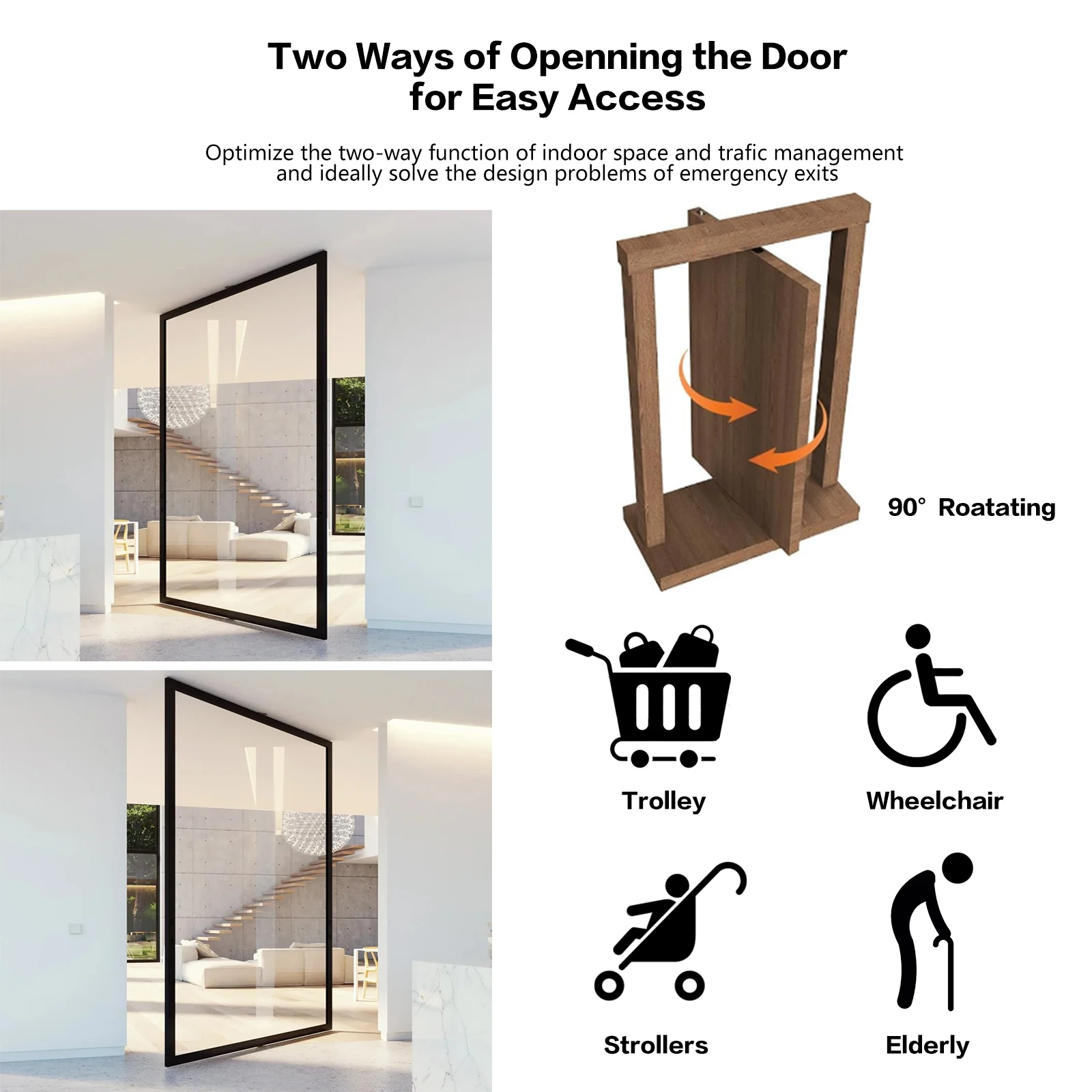 Picture 4: Offset Pivot Center Pivot Door Floor Spring With 360° Rotation And No Damping For Invisible Partition Door Hardware