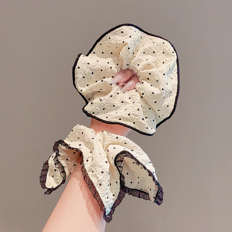 2025 جديد الأطفال أناقة الدانتيل حلية واسعة مرونة العصابات الشعر طفل الفتيات منقطة الشعر هوب رباطات إكسسورات شعر الأطفال