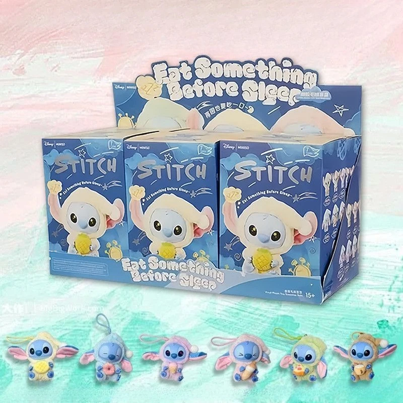 

Disney Vinyl Plush Blind Box Stitch Eat Before Sleep Donut Blind Bag Charm Doll Mystery Toys for Kids Holiday Gifts for Girl