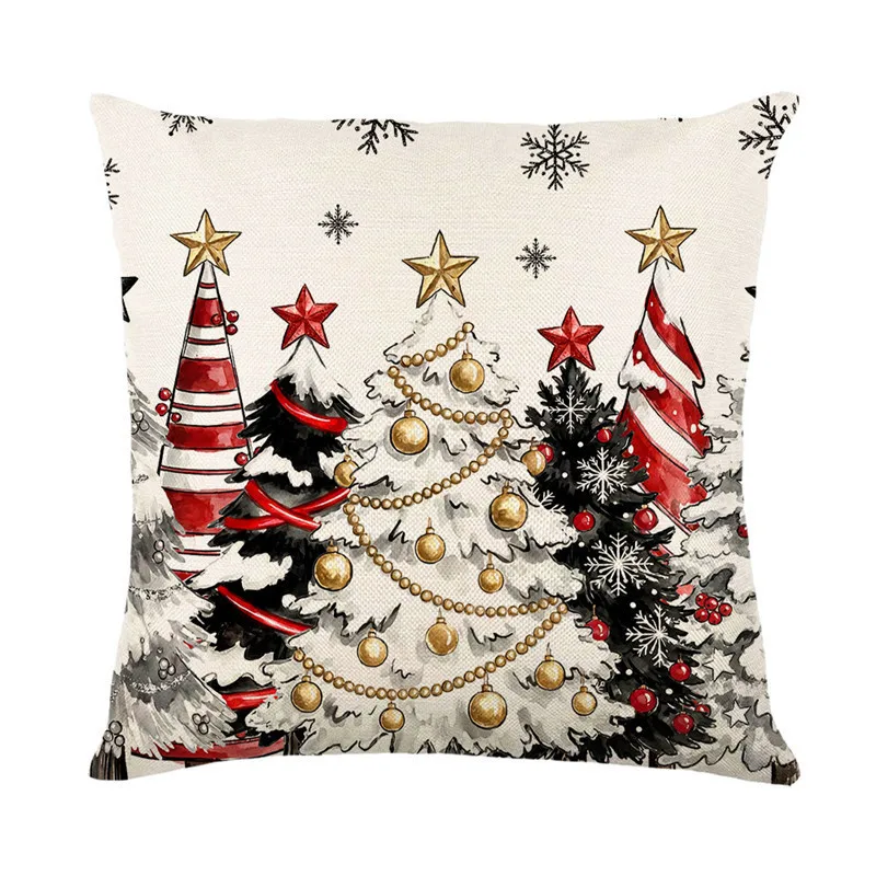 1Pcs Christmas Pillow Cover Linen 45x45cm Decorative Cushion Cover, Suitable for Home, Bedroom Decoration (Without Cushion Core)