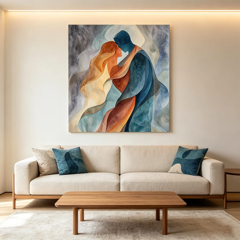 Abstract Embrace Men and Women Wall Art Canvas Painting Kiss Couple Posters and Prints Pictures for Living Room Decor