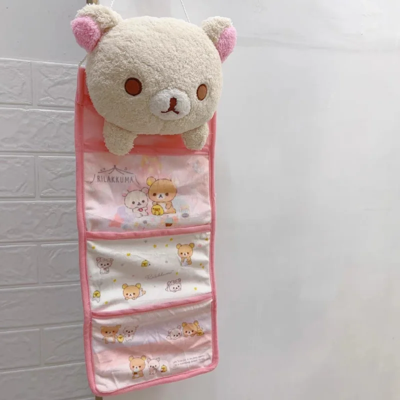 New Kawaii Rilakkuma Hanging Multi-Layer Storage Bag Jewelry Miscellaneous Large Capacity Storage Bedroom Home Furnishing Toy