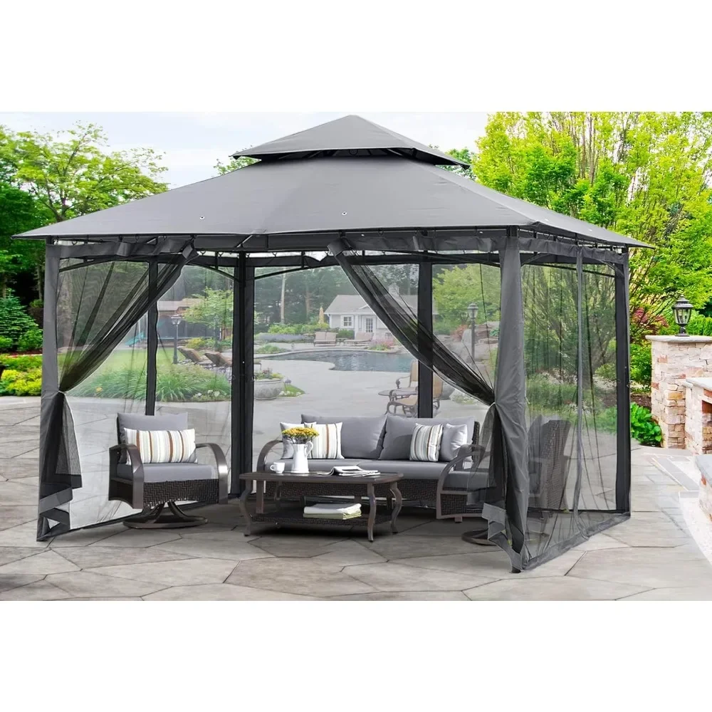 

8x8 Gazebo, Garden Gazebos for Patios with Stable Steel Frame and Netting Walls, Gazebos for outdoor Umbrellas Tents