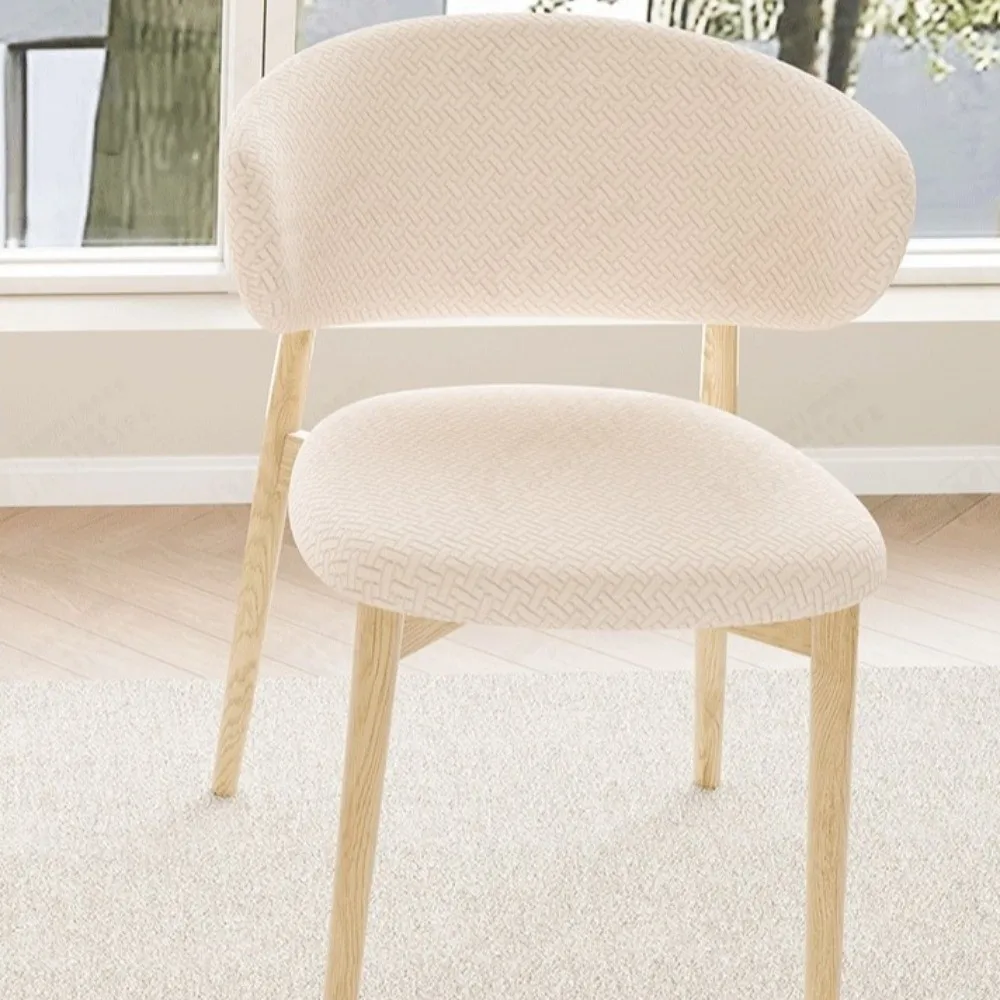 Elastic Dining Chair Cover Full-Coverage Solid Color Curved Back Chairs Cover Dustproof Jacquard Split Chair Cover All Seasons