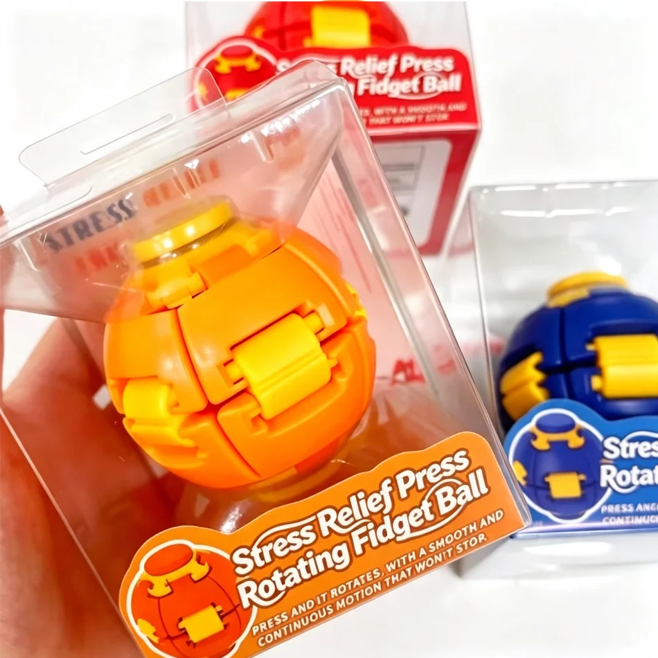 Rotating Fidget Ball with Push Button – Compact Stress Reliever for Desk, Commute & Daily Focus