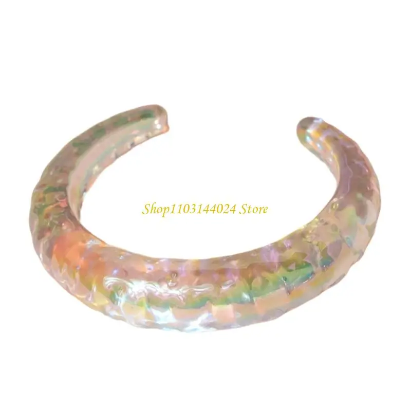 N5KE Stylish Abstract Geometric Acrylic Bracelet Holography Bangle Wrist Accessories