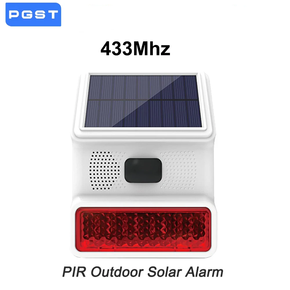 Sirène solaire extérieure sans fil, Flash sonore stroboscopique alimenté, étanche, pour système d'alarme Wifi GSM 433MHz