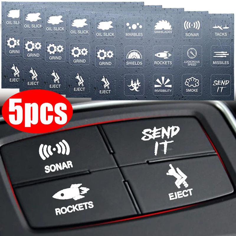 Car Window Button Creative Switch Stickers Lifter Novelty Decals Cars Interior Sticker Decoration Auto Accessories Decal