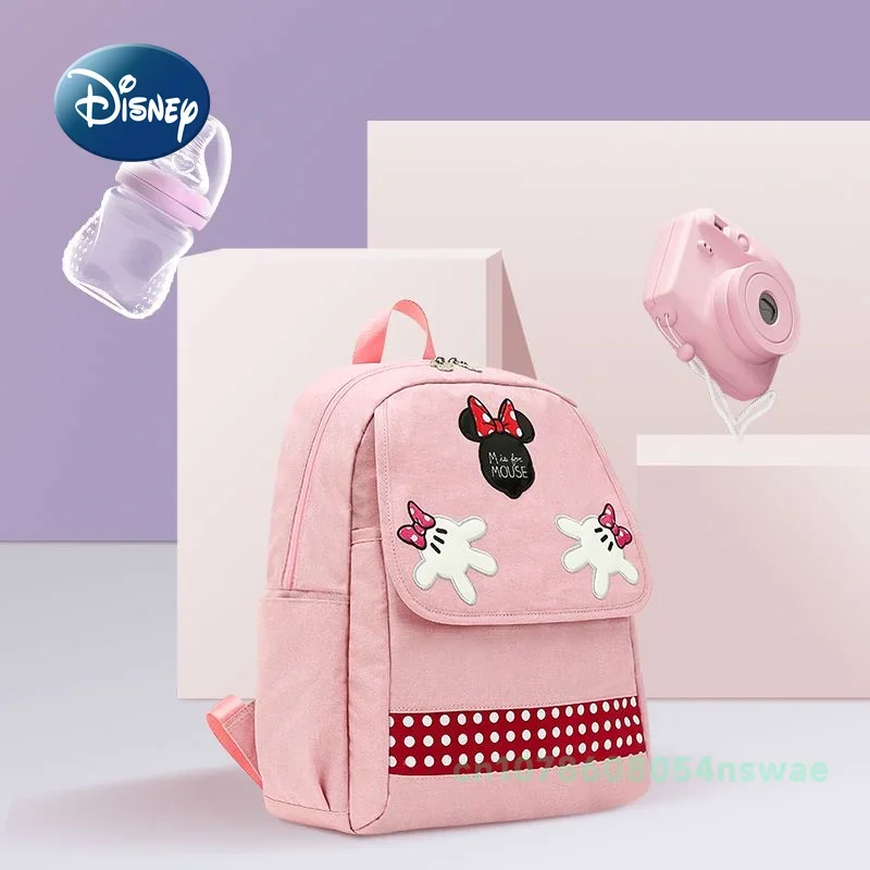 Disney Minnie New Diaper Bag Backpack Luxury Brand Original Baby Bag Cartoon Embroidery Baby Diaper Bag Backpack Multifunctional