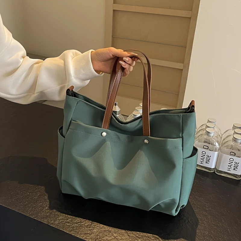 Large Capacity Nylon Material Tote Bag, Casual And Simple Style Shoulder Bag For Women Daily Commute