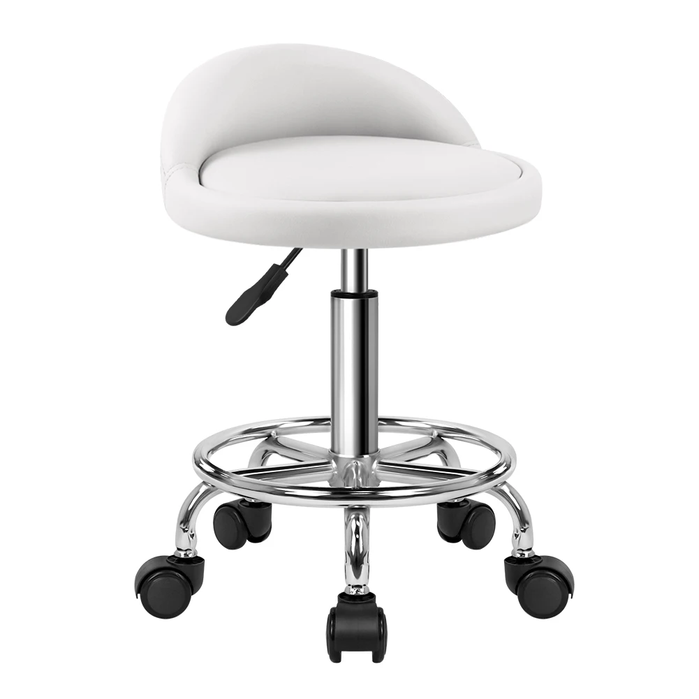 KKTONER-Tabouret Roulant Rond en Cuir PU avec 250-500 aux Pieds, Chaise de Travail à Roulettes, à Comcussion Réglable, à Proximité, pour SPA et Travail