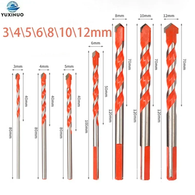 3/4/5/6/8/10/12mm Triangle Twist Tile Glass Drill Bits Set for Masonry Wood Ceramic Concrete Marble Wall Brick Hole Opener