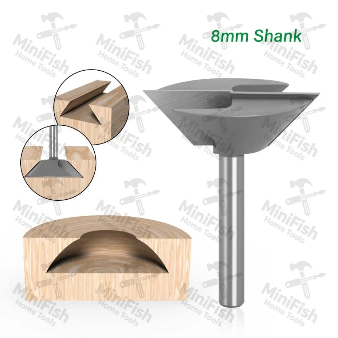 1pc 8mm Shank Dovetail Joint Bottom Cleaning Router Bit Woodworking Engraving Clean Bit Milling Cutter For Wood