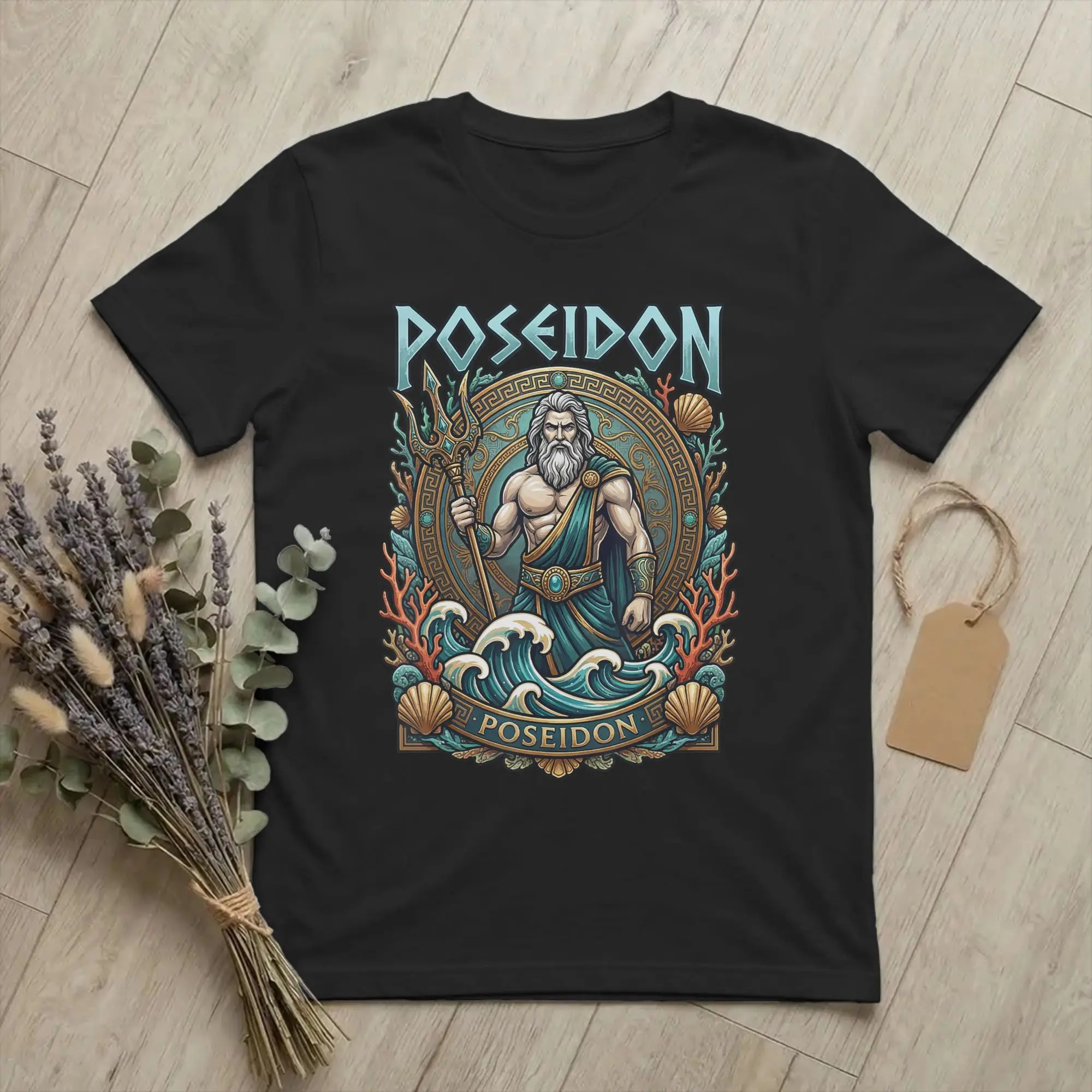 Poseidon Greek Mythology Ancient Men T Shirts Tridents Novelty Tee Shirt Short Sleeve Round Collar T-Shirt Cotton New Arrival