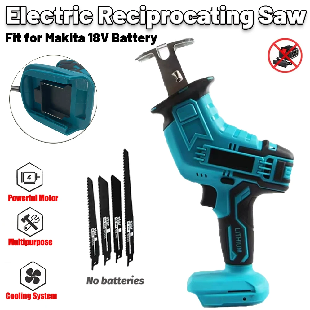 

Portable Electric Reciprocating Saw Wood Metal Cutting Saw Lithium Battery Saber Saw Cordless Saw Power Tool For Makita