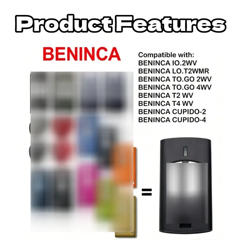 Gadoore TO.GO 2WV Garage Door Remote TO.GO 2WV TO.GO 4WV 433MHz Compatible with BENINCA TO.GO 2WV 4WV IO.2WV LO.T2WMR T2 WV T4