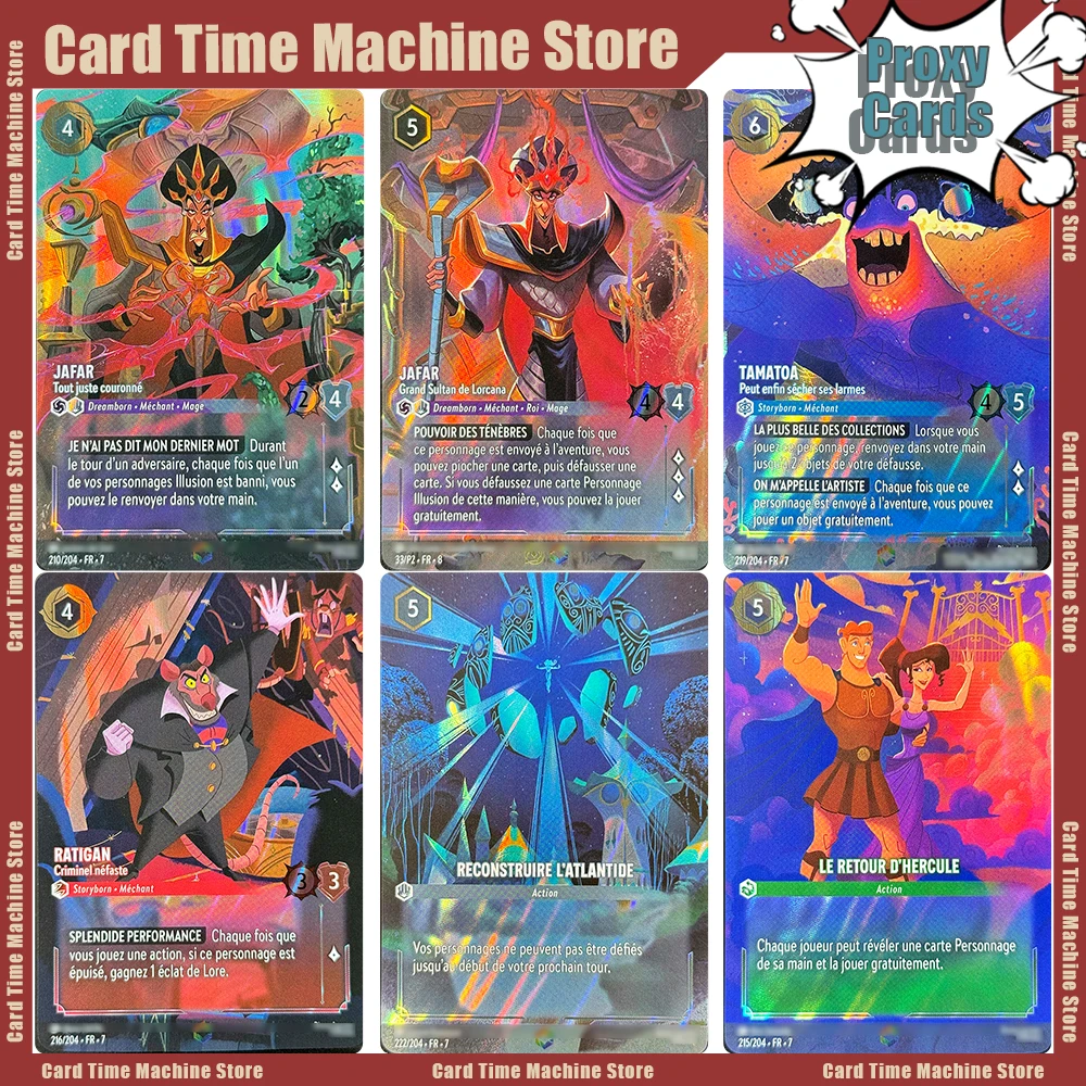 

Прокси-карты Lorcana FR Chapter 7 Фольга Остров Арказы Бродяга Безумный Шляпник Хиро Хамада Ражиган Красота Талия (10 мне больше! TCG