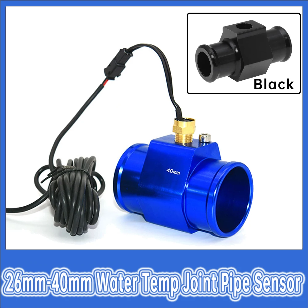 Temperatura da água Temp Joint Pipe Sensor, Radiador de alumínio para carro, Medidores de temperatura do caminhão, Azul e Preto, 26mm-40mm