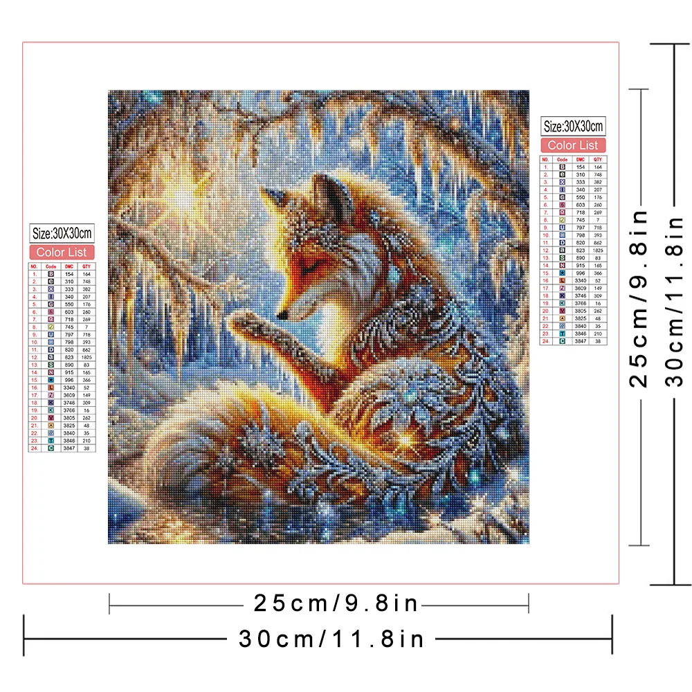 AZQSD Diamond Mosaic Adulte Fox Winter Animal Room Home Wall Decoration Diamond Painting Snow Adult Crafts Handmade