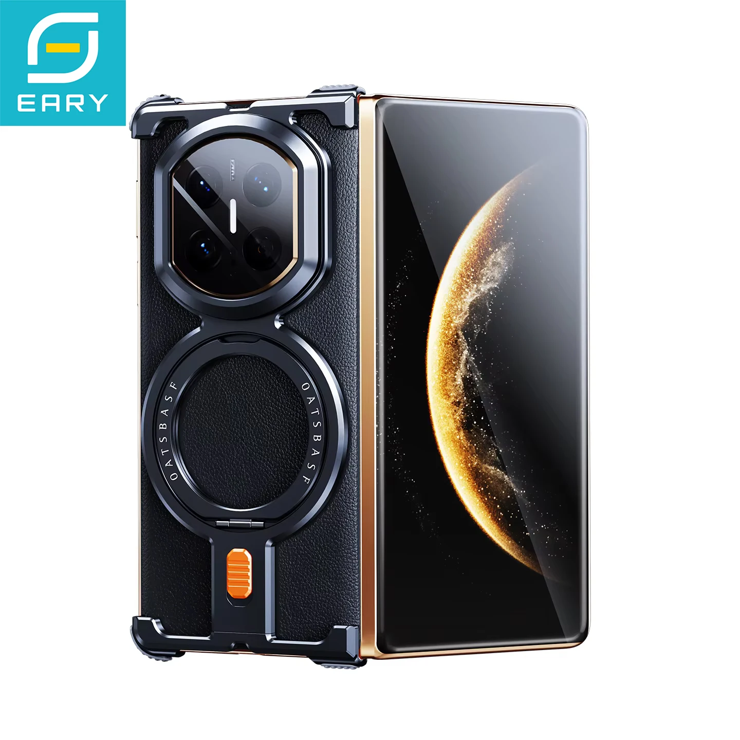 

Eary Frameless Metal Phone Case for Huawei Mate X7 Magnetic Kickstand 360°Rotation Shockproof Aluminum Bumper Protective Cover