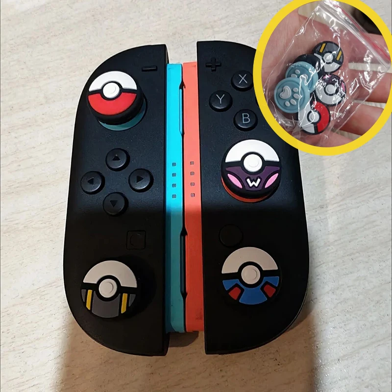2-6pcs Cartoon Poke Ball Silicone Rubber Thumb Grip Caps for Nintendo Switch 2 Joy-Con Controller Joystick Grips Protector Cover