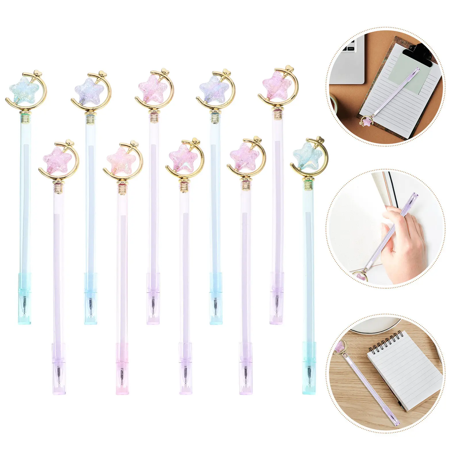

Набор из 10 гелевых ручек с креативным дизайном в виде звезды, пластиковые, для плавного письма, с милым подвесом, канцелярские товары для заметок, подписи, учебы, с фруктовым дизайном