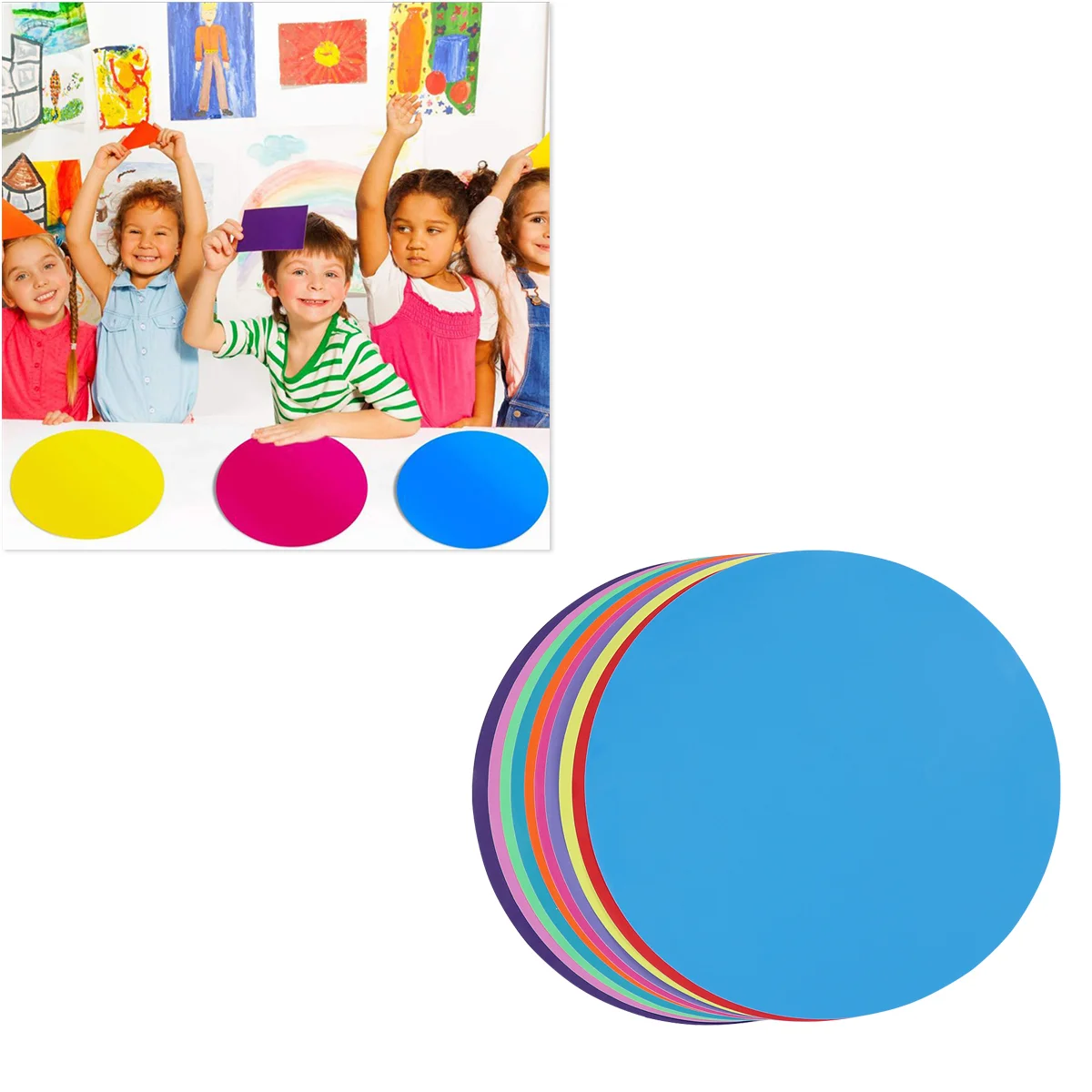 10 Pcs Decorate The Circle White Board Dry Erase Display Borders for Classrooms 2800X2800X010CM Circles Decal Dot