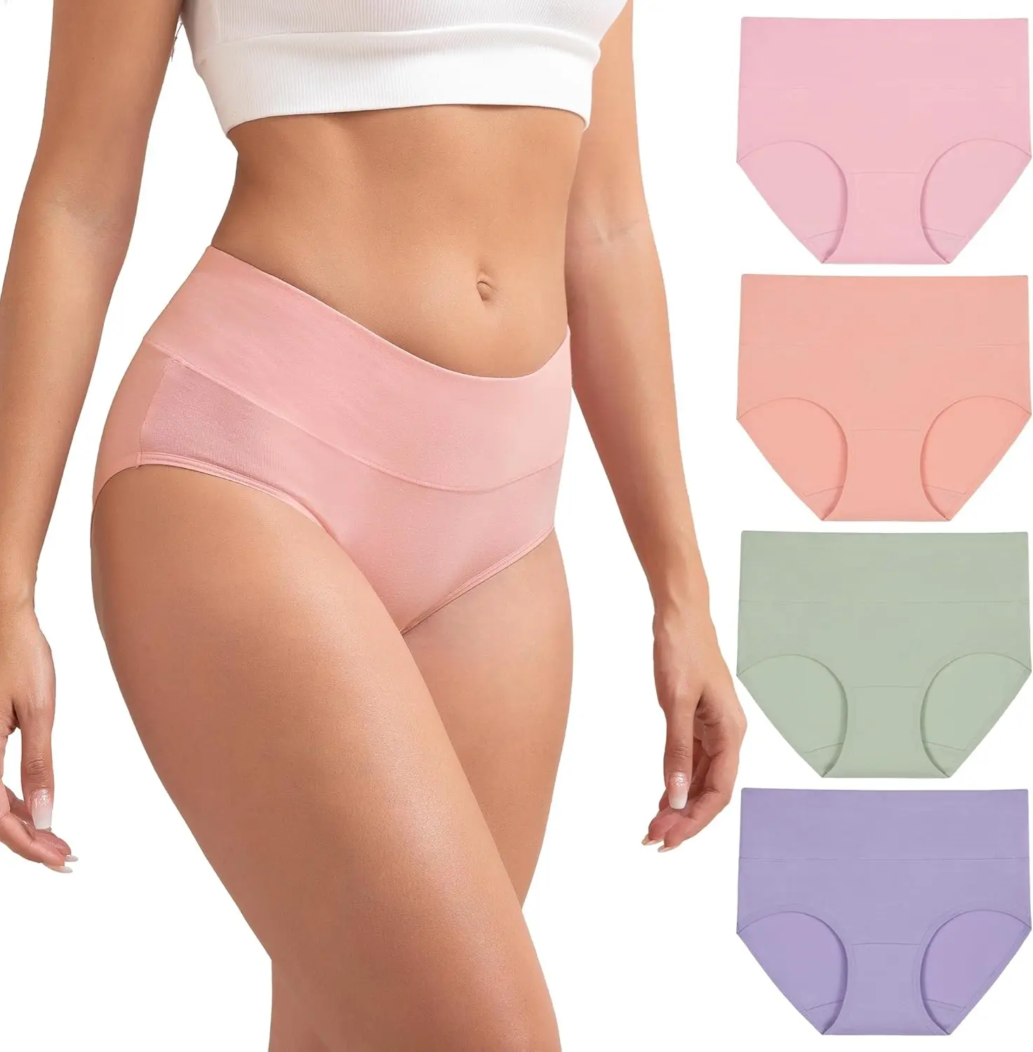 

Женское хлопковое нижнее белье, женские трусы с высокой талией, полностью закрывающие ягодицы, комплект из 4 штук