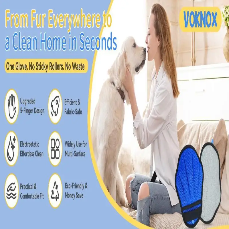 Dog Cat Grooming Mitt Upgraded Hair Remover Glove Soft Flexible Silicone Easy DeShedding Tool for Carpet Car Sofa Home