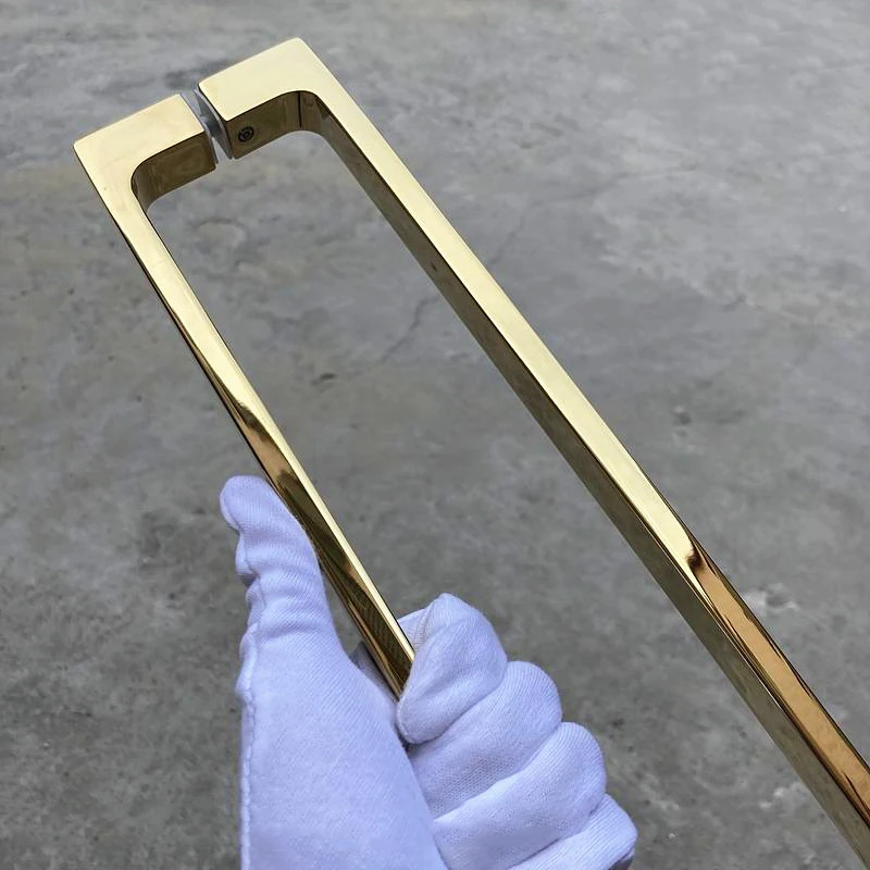 304 الفولاذ المقاوم للصدأ التيتانيوم الذهب أبواب الحمامات مقابض للتسوق مول مكتب بناء زجاج الباب دفع مقابض سحب ل 6 ~ 12 مللي متر