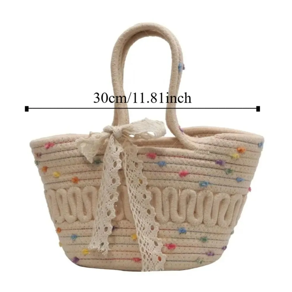 Bolso de paja tejido a mano de algodón, bolso de playa hecho a mano para vacaciones, bolso ligero tejido a mano de estilo coreano para teléfono móvil