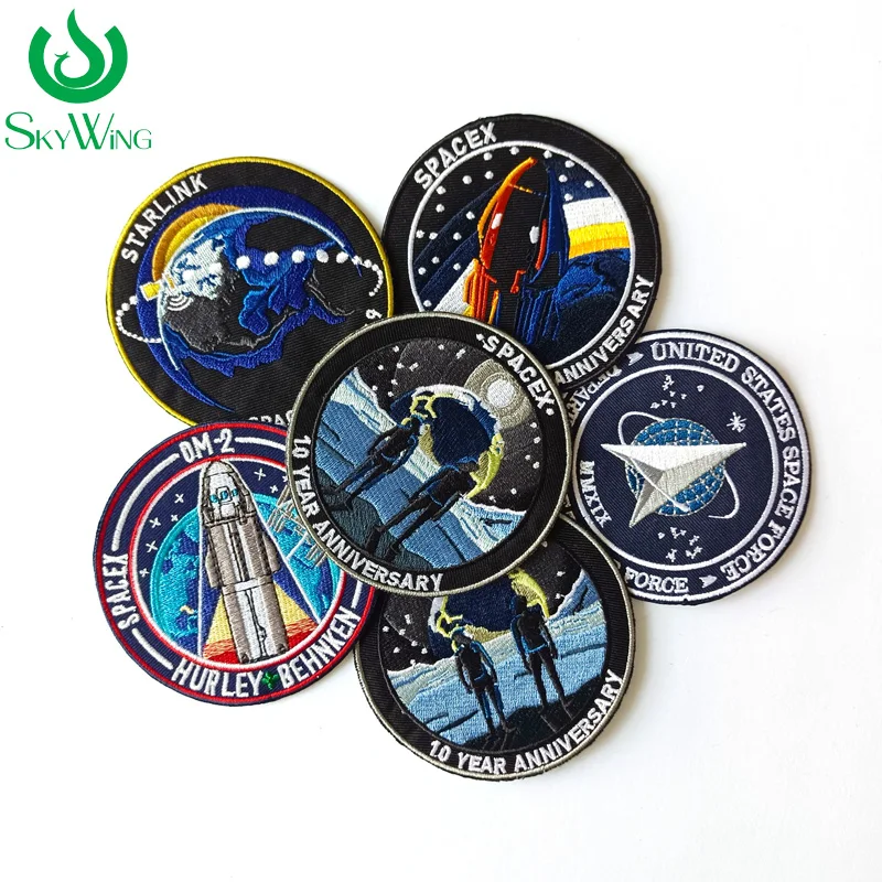 Custom US Space Embroidered Badges Space Agency Logo Patches Heat Transfer Iron on Astronaut Garment Accessories