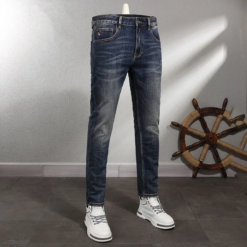 

Fashion Designer Men Jeans Retro Black Blue Stretch Slim Fit Vintage Jeans Men Trousers High Quality Casual Denim Pants Hombre