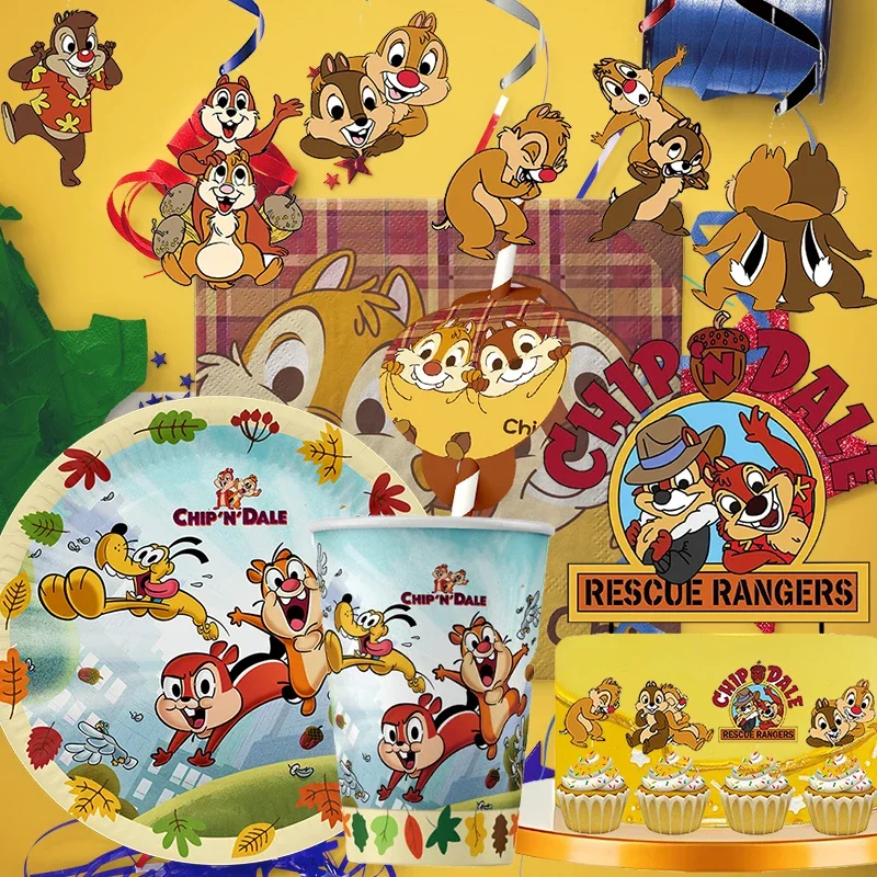 Disney Chip an\' Dale Party Supplies Tableware Set Cup Plates Napkins For Kids Birthday Decoration Boys and Girls Baby Shower