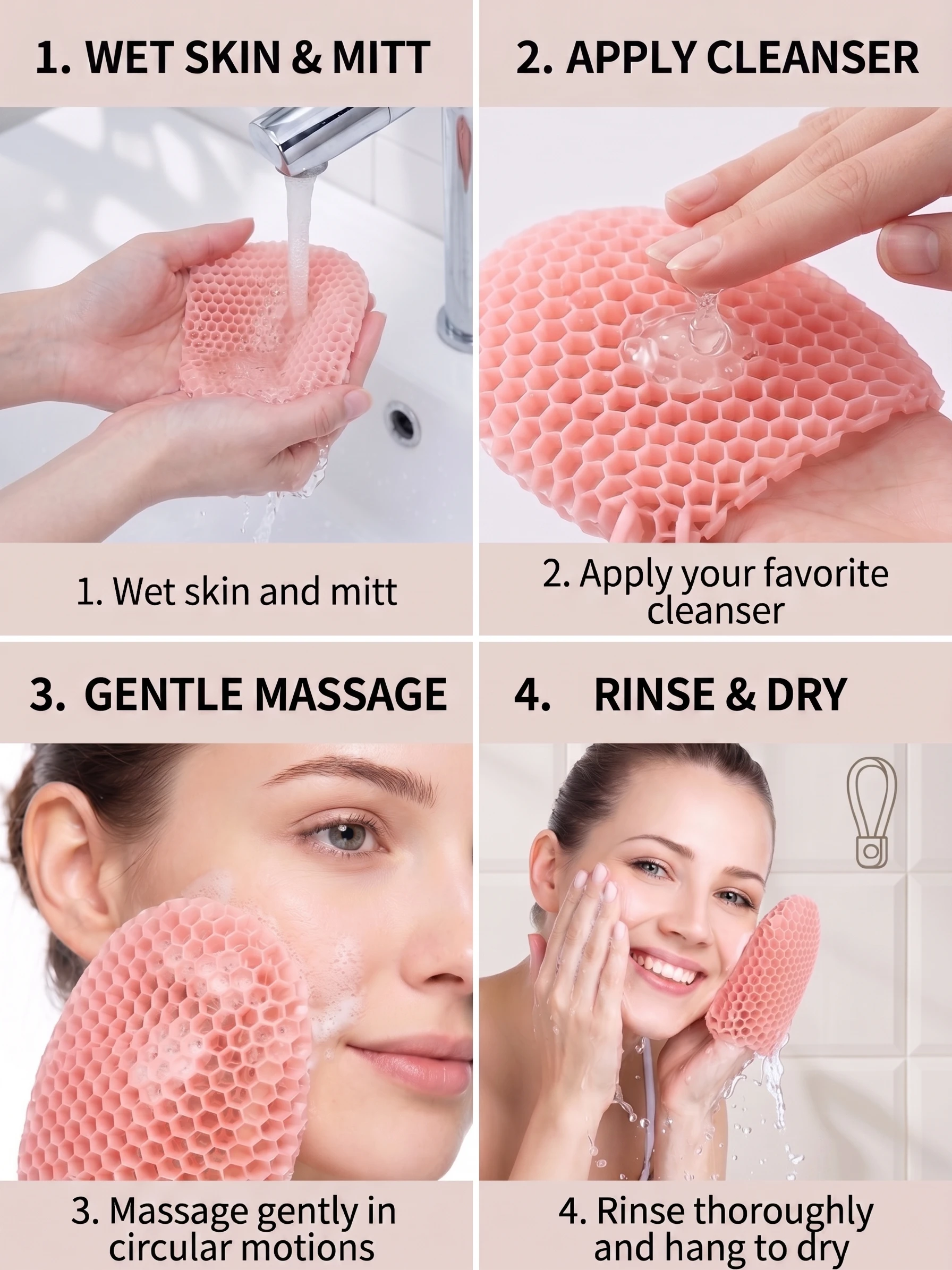 Peeling-Badehandschuh Wabenkörperpeeling Tiefenreinigung Duschhandschuh weicher Massage-Schwamm zur Entfernung abgestorbener HautPeelinghandschuh, Badehandschuh, Wabenstruktur, Körperpeeling, Tiefenreinigung, Duschhand – Detail 3
