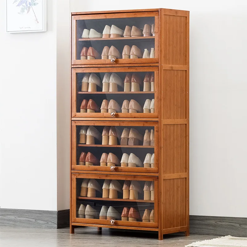 Shoe cabinet storage rack, large-capacity entrance at home door, space-saving ultra-thin non-solid wood balcony tipping bucket