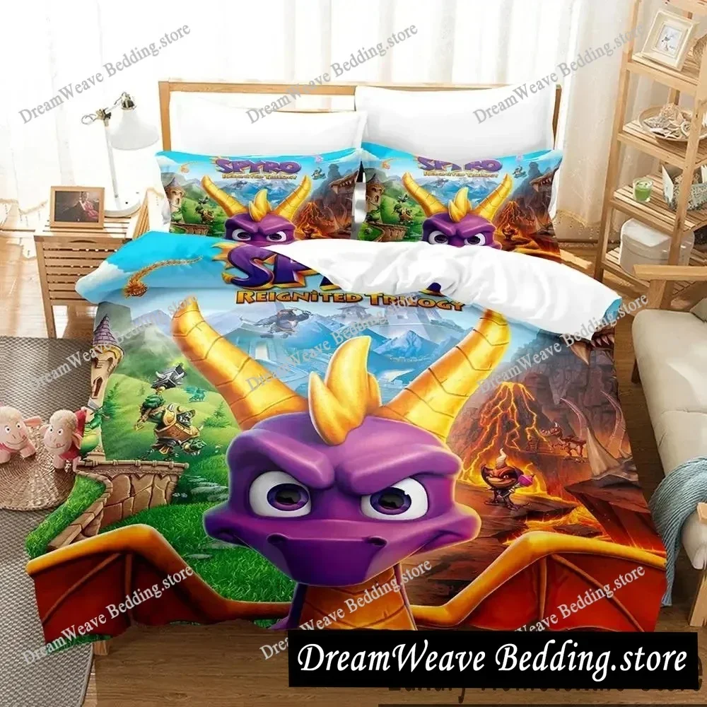 

3D Printed Anime Spyro Reignited Trilogy Bedding Set Duvet Cover Bedroom Comforter Single Twin King Size Quilt Cover Luxury Gift
