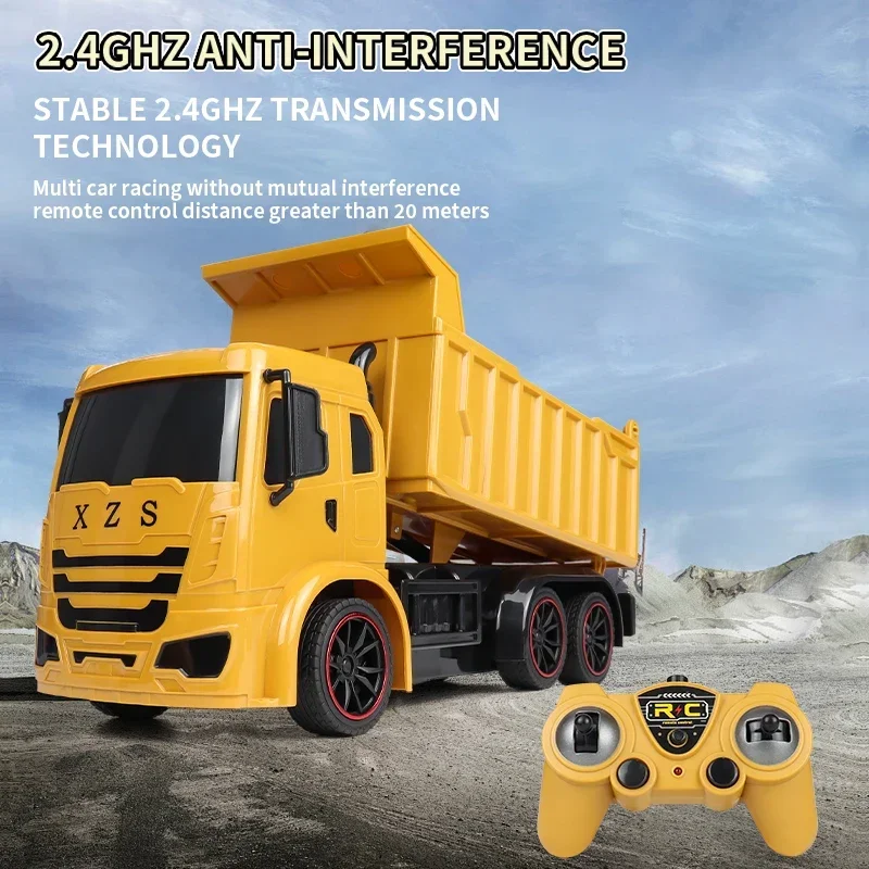ZWN 2.4G Remote Control Excavator Dump Truck RC Model Car Toy Professional Alloy Plastic Simulation Construction Vehicle for Kid