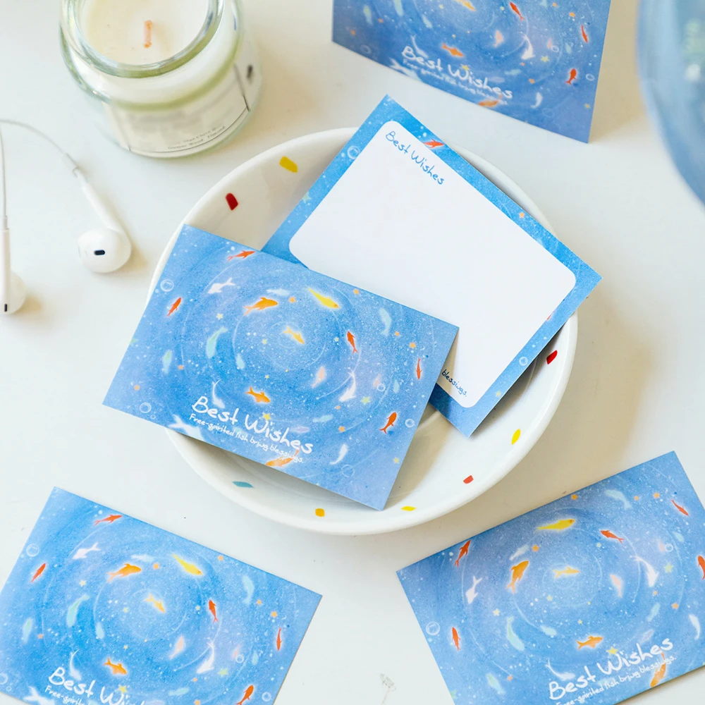 40 Starlight Little Fish Blue High Beauty Message Handwritten Blessing Gift Postcard Card