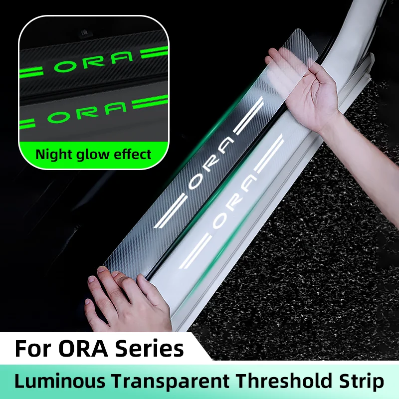 Transparent Car Door Threshold Protective Stickers For Greatwall Ora Cat GT Ballet Funky Cat iq K-Car R2 Luminous Car Door Sill