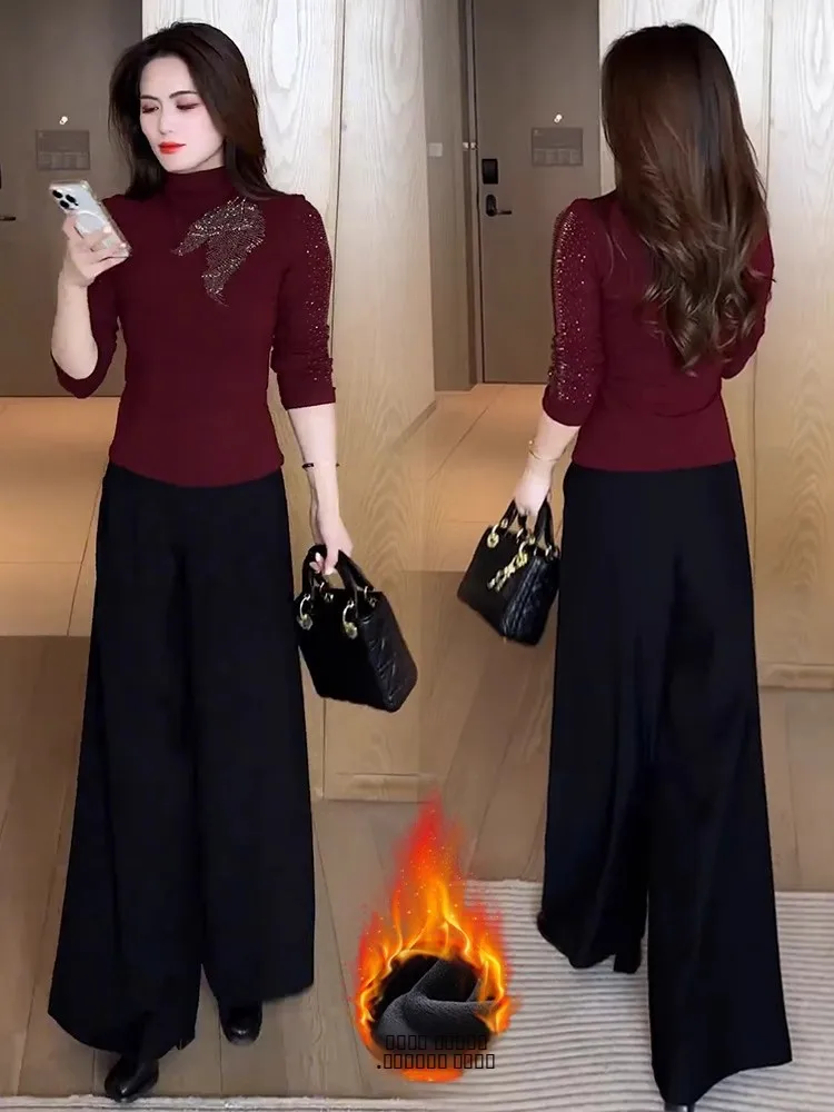 

Women's Fleece Lined Thickened Half High Collar Base Shirt Long Sleeve Slimming Inner Wear Casual Style Regular Fit Tshirt