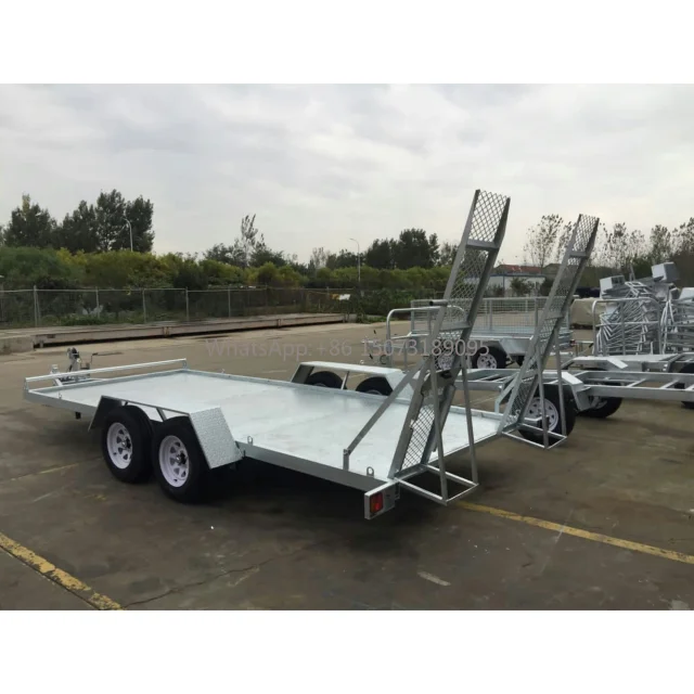 

Customized 12x6 14x6 16x6 Tandem Axle Galvanized Excavator Trailer 2600kg New Condition with Leaf Spring Parts ATM Product
