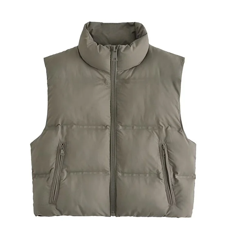 

Women's Svel Cotton Vest 2023 Autumn Winter New Sle Versatile Slimming ort Vest Pure Color Commute Zipper ket