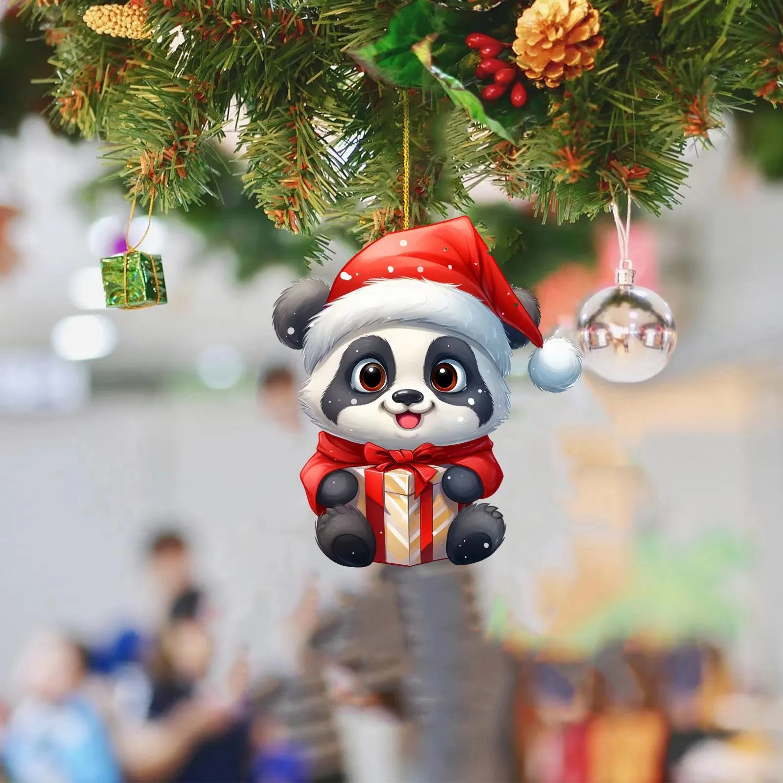 1Pc Cute Panda Christmas Decorations 2023 Christmas Tree Pendant Ornaments Hanging Figurine Home Decor Party Supplies Gifts