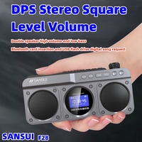 SANSUI F28 Portable FM Radio MP3 Walkman Outdoor Card Wireless Bluetooth Speakers Hi-fi Sound Quality LED Clock Lyrics Display