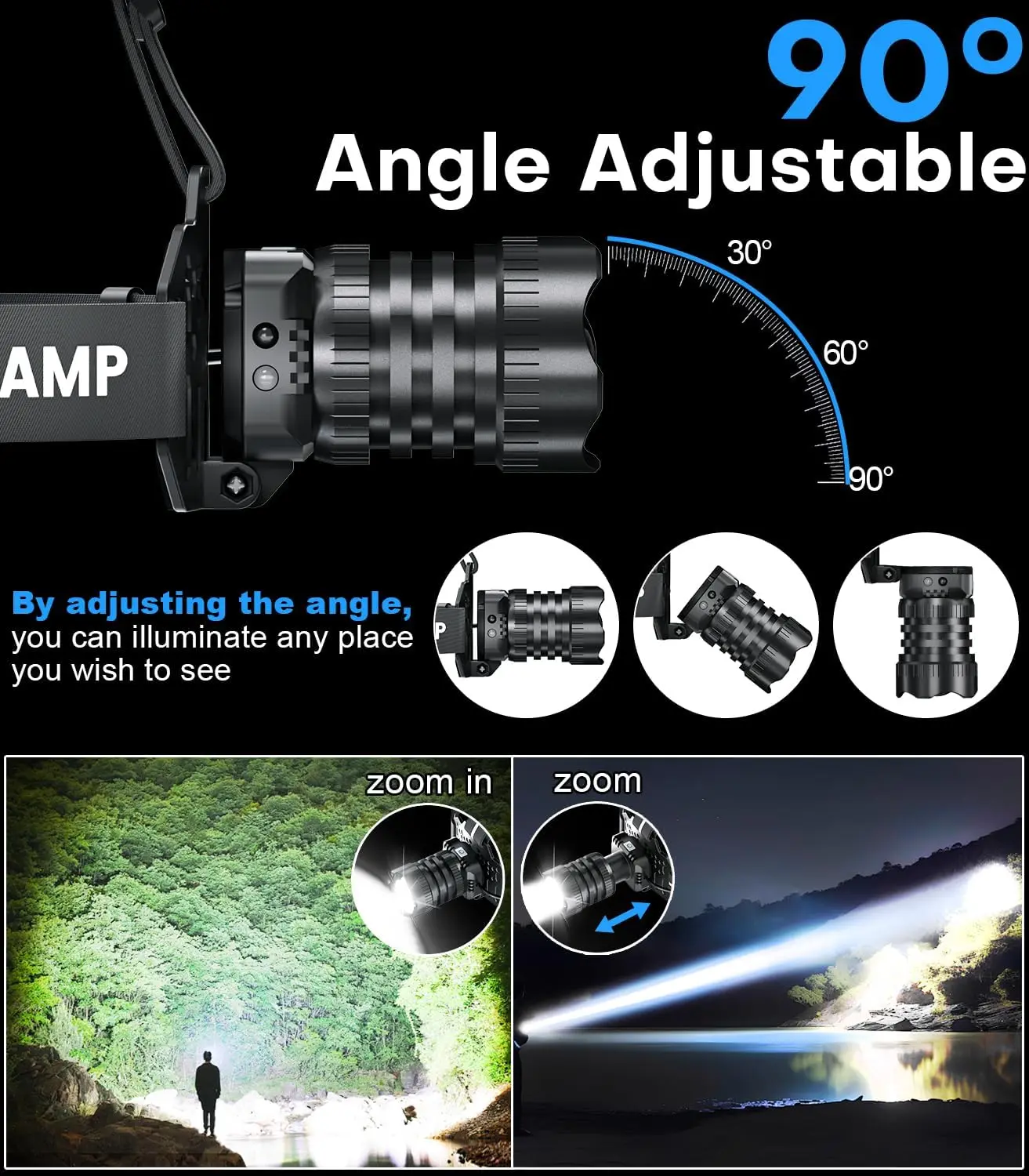 Aluminum Alloy Led lamp Zoomable Usb Rechargeable High Power light Waterproof With 18650 Battery Super Bright Light