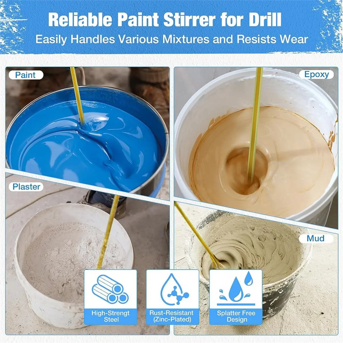 618 Mega Sale 2-Pack Paint Mixer for Drill, 4-Blade 2.76