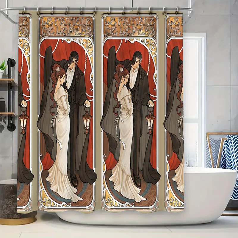 

Винтажная занавеска для душа для пары, романтический готический гобелен в стиле арт-деко, набор декора для ванной комнаты, винтажный домашний декор, фон, настенный