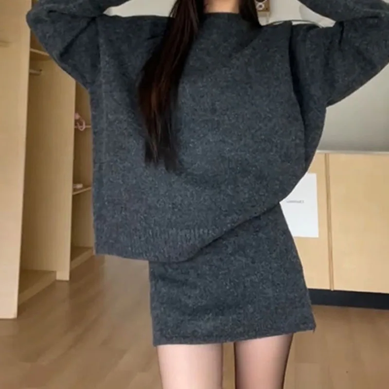 

Autumn and Winter Preppy Style with A Complete Set of 2025 New Knitted Sweaters with Dresses Underneath Women