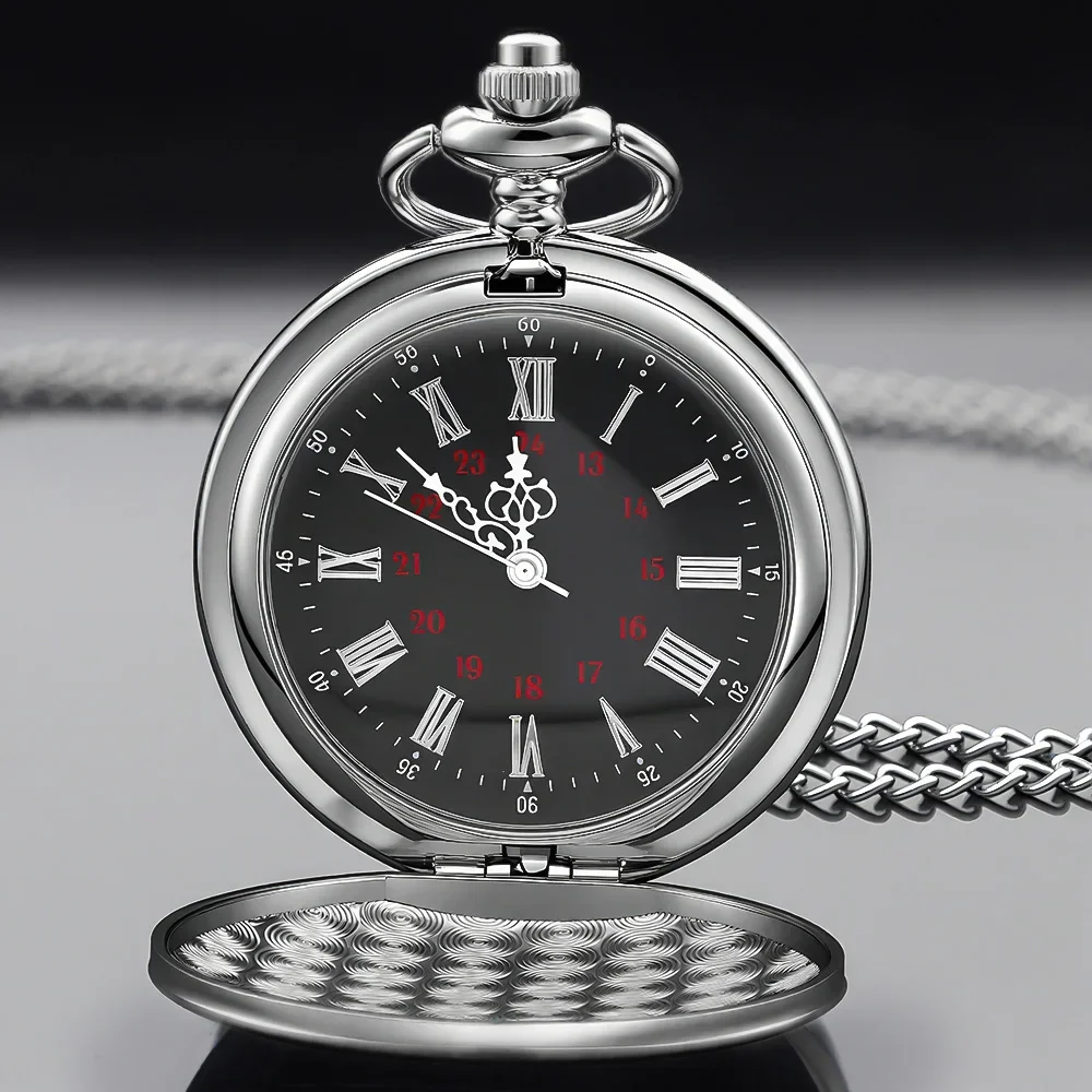 Steampunk Vintage Quartz Pocket Watch for Men Roman Numeral Fob Chain Clock Necklace Pendant To Grandpa and Dad Anniversary Gift